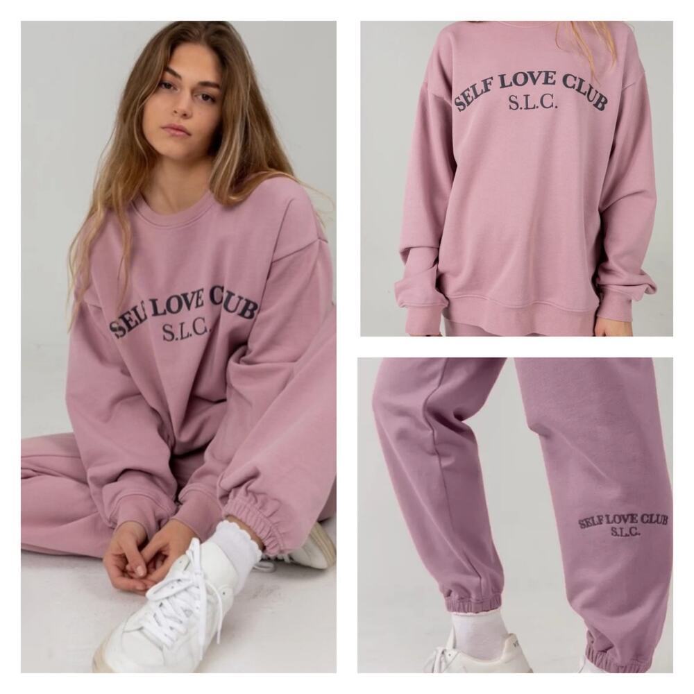 New‎ Mayfield the Label Self Love Club Sweatshirt One Size and Sweatpants Size S